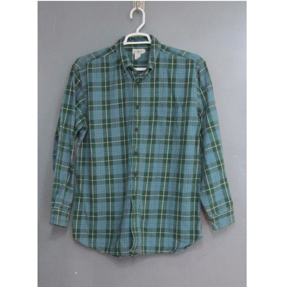 Vintage J. Crew Heavy Cotton Shirt Blue Green L